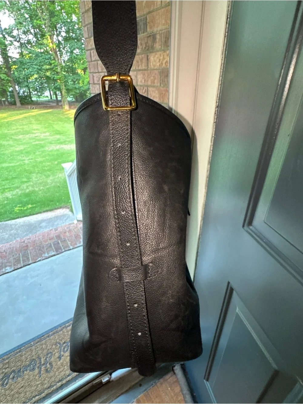 Inspired Black Embossed Hobo Shoulder Bag